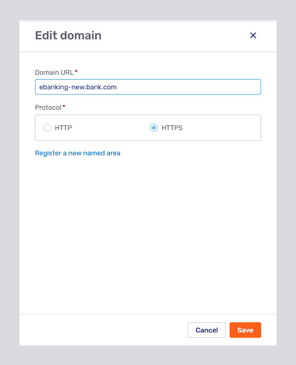 Edit domain fly-in page