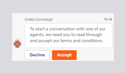 Concierge visitor onboarding: accept terms and conditions