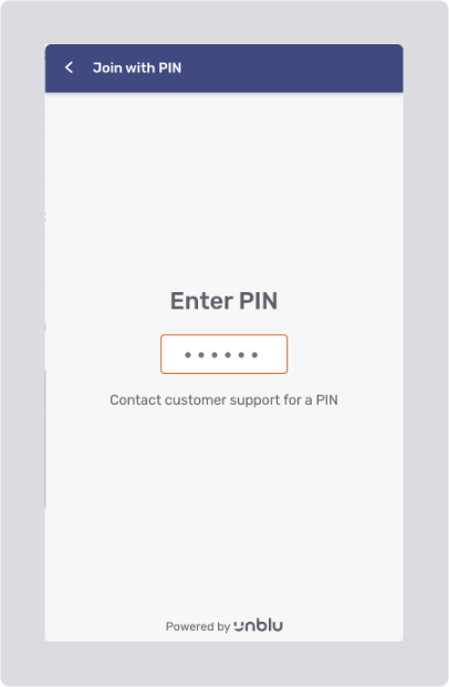 *Enter PIN* page in the Floating Visitor UI