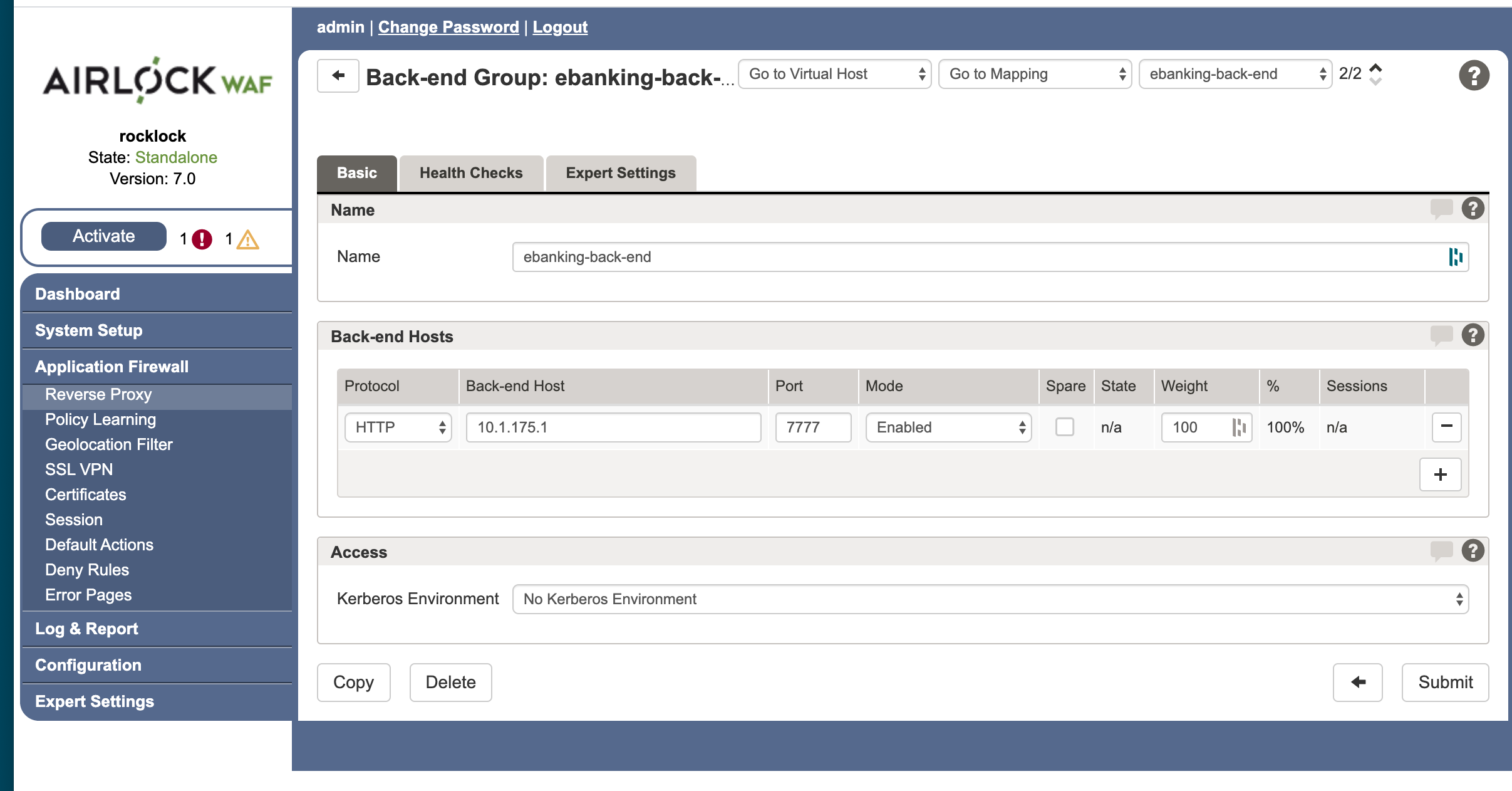 airlock ebanking back end