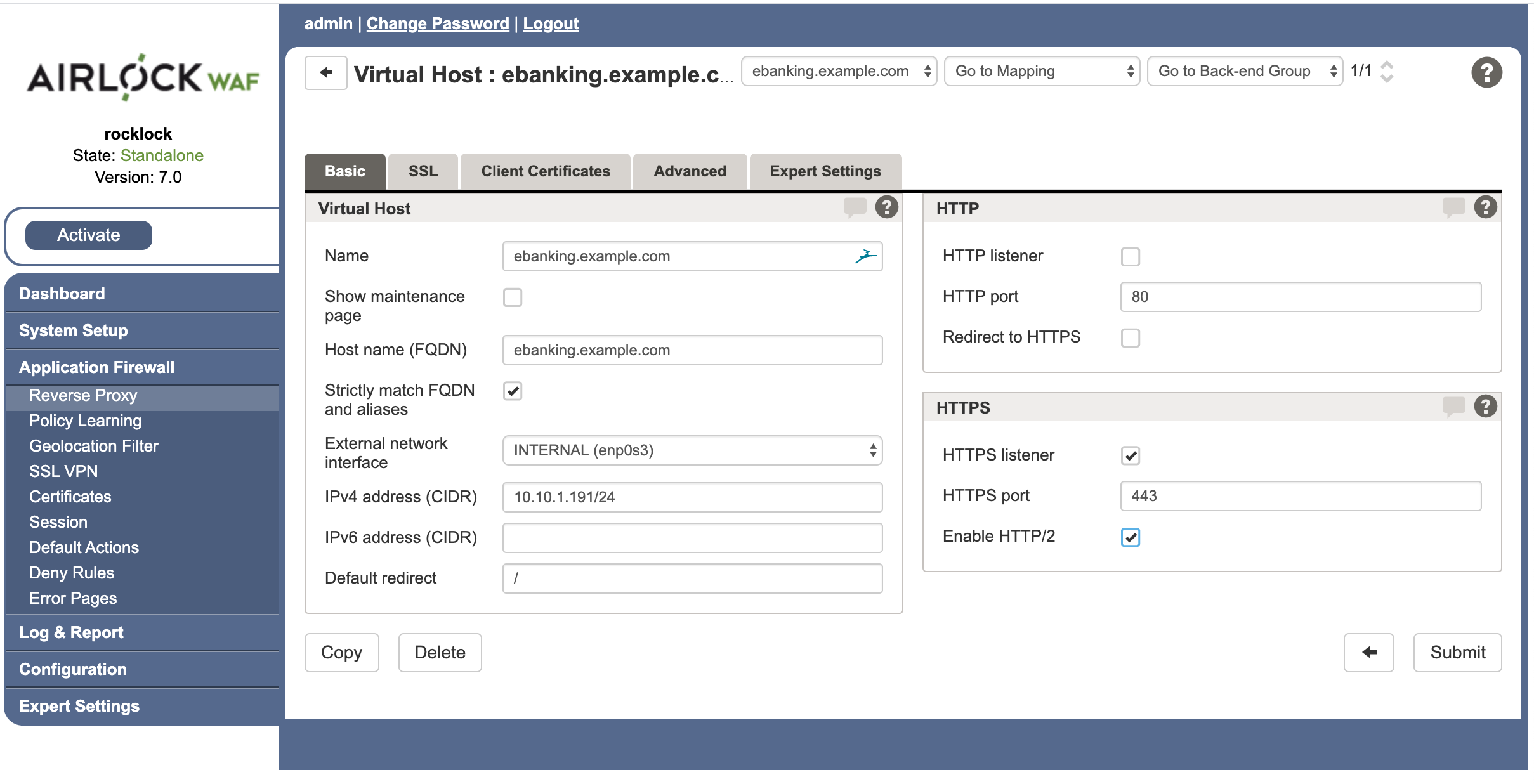 airlock virtual host