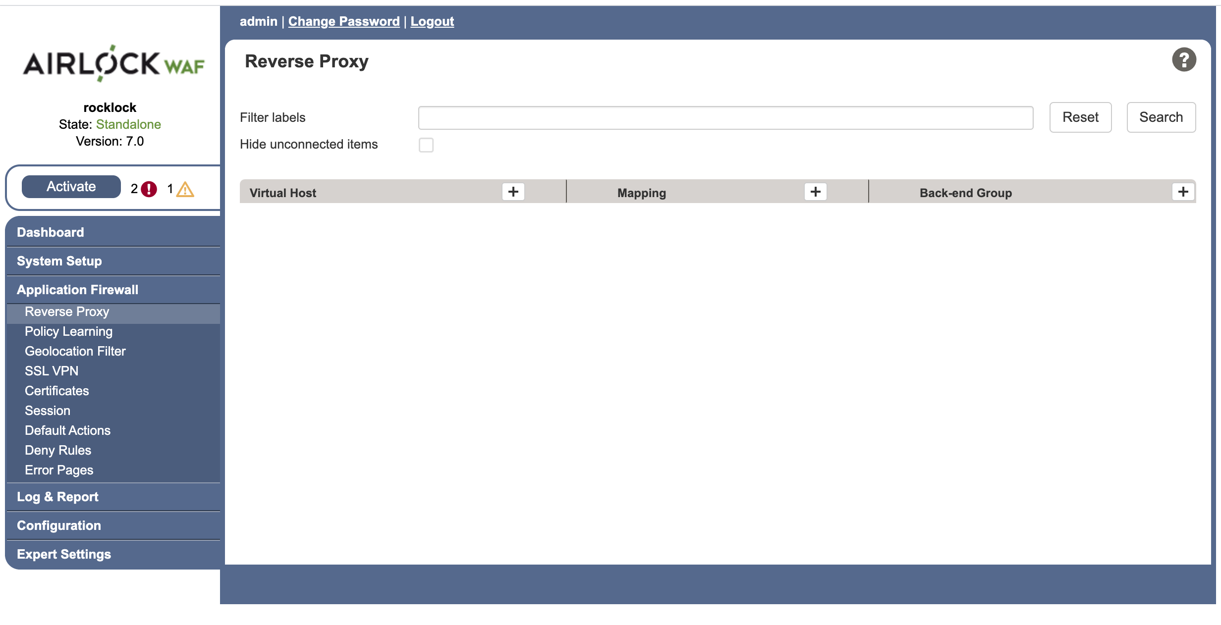 airlock reverse proxy empty