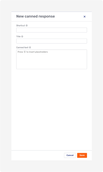 Modal page for new canned responses