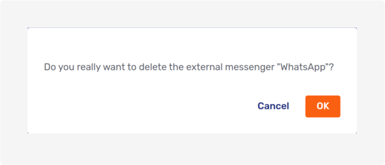 Delete external messenger modal dialog