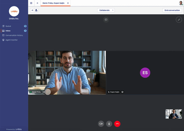 Pinning and unpinning a participant’s video stream in a video call with three participants