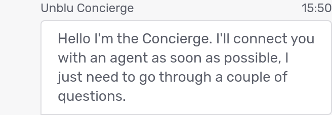 Concierge onboarding: greeting message
