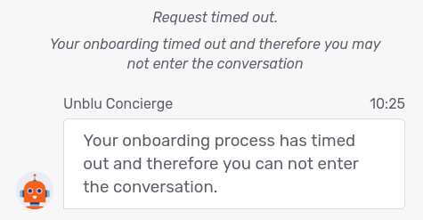 Concierge onboarding: timeout message