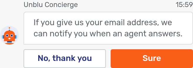 Concierge onboarding: ask email question