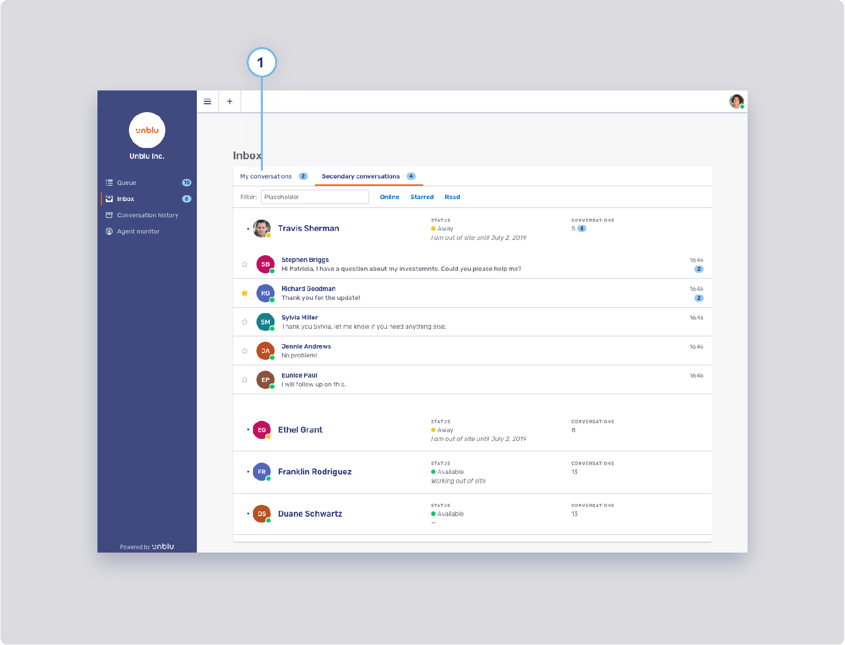agent desk inbox