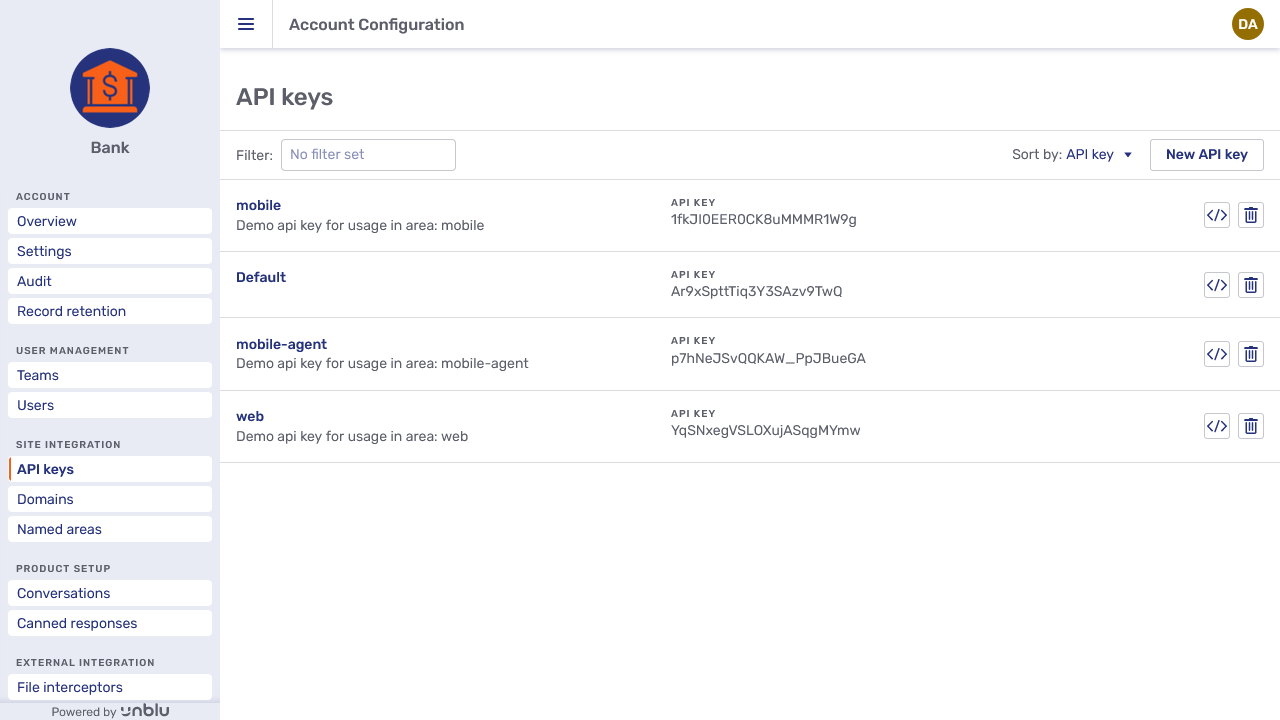 API keys overview