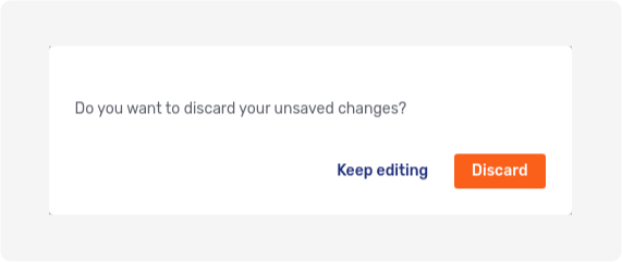 Discard changes modal dialog