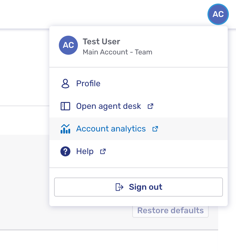 Account Analytics menu item