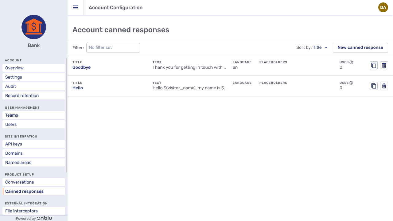 Account canned responses overview