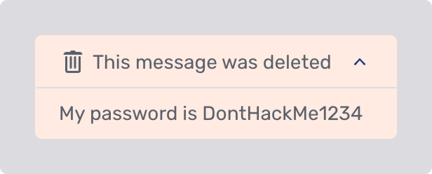 A deleted message placeholder with the deleted content displayed