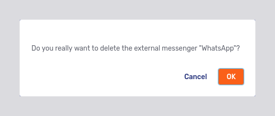 Delete external messenger modal dialog