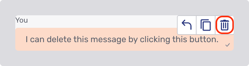 The *delete* button appears when you hover over a message