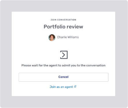 Request admission page after entering details if an agent is present