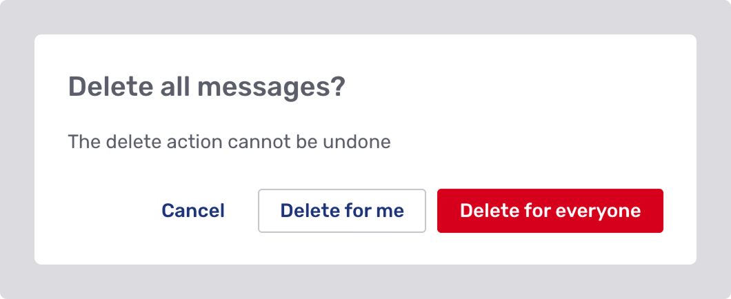 *Delete all messages* modal dialog