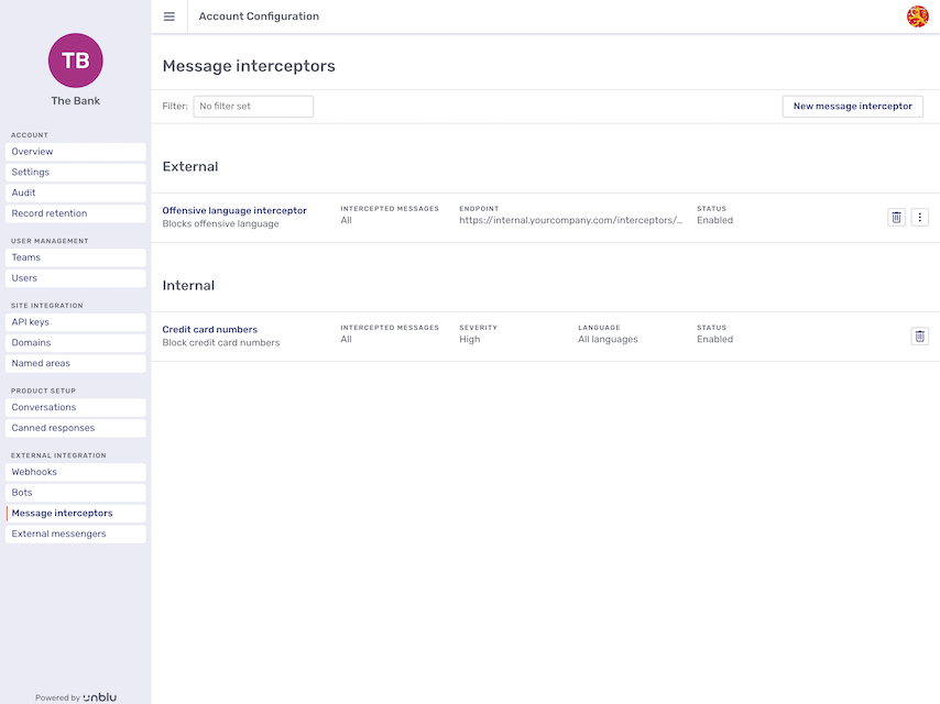 Message interceptor overview